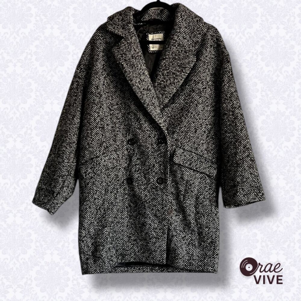 Abercrombie & Fitch Madeline Coat Herringbone Wool Oversized Dad Fit S Small